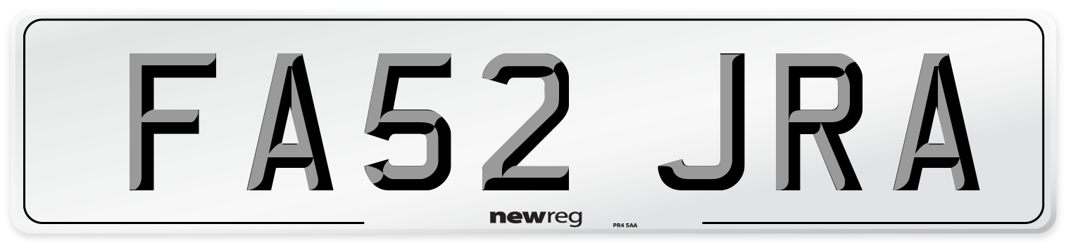 FA52 JRA Number Plate from New Reg